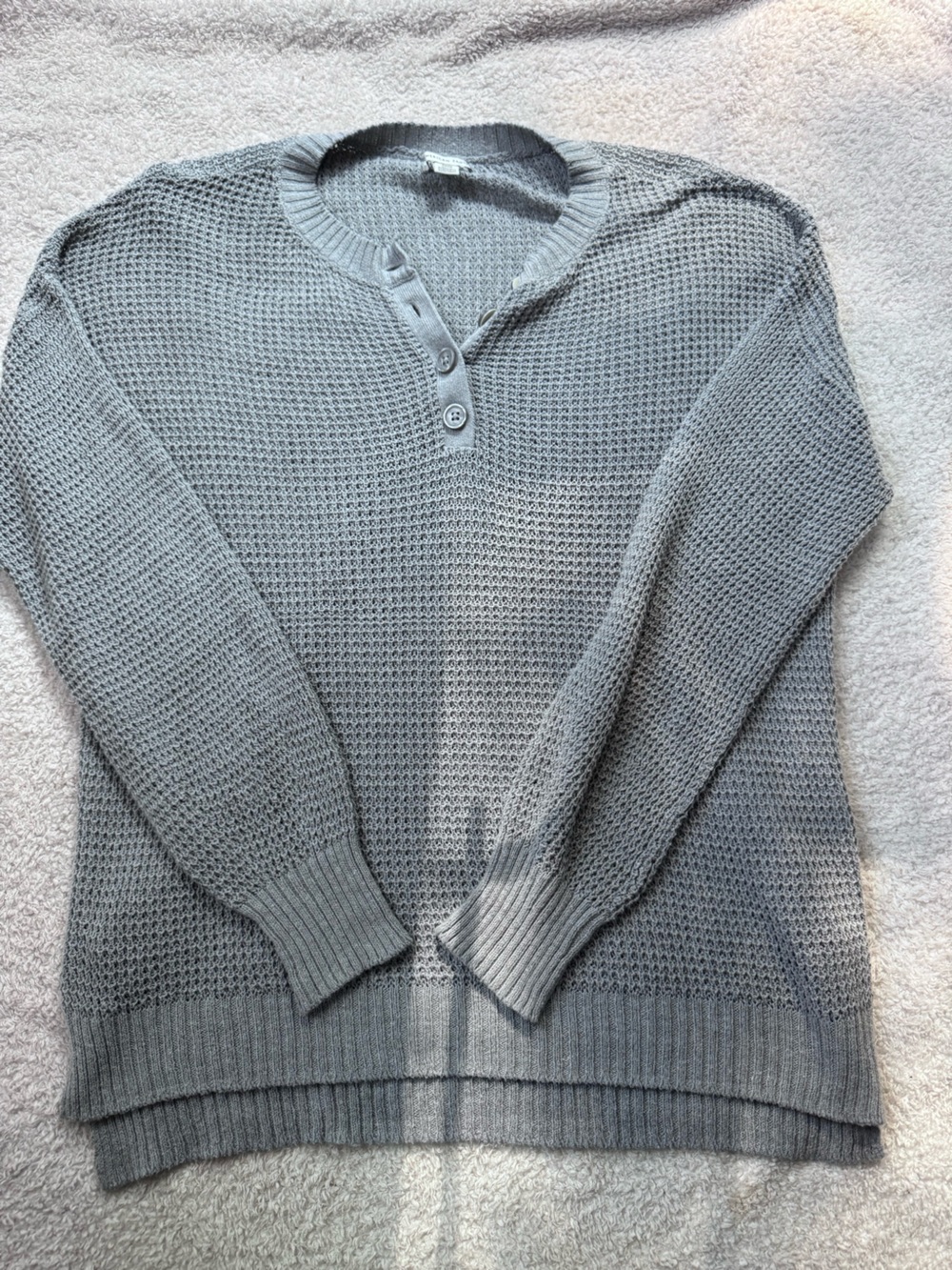 American Eagle Outfitters Light Gray Knit Henley Sweater